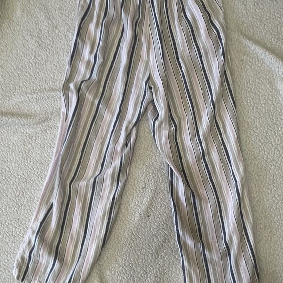 Zac & Rachel wide leg lien pants - pink, white, blue, beige stripes, size 12 - Picture 3 of 3
